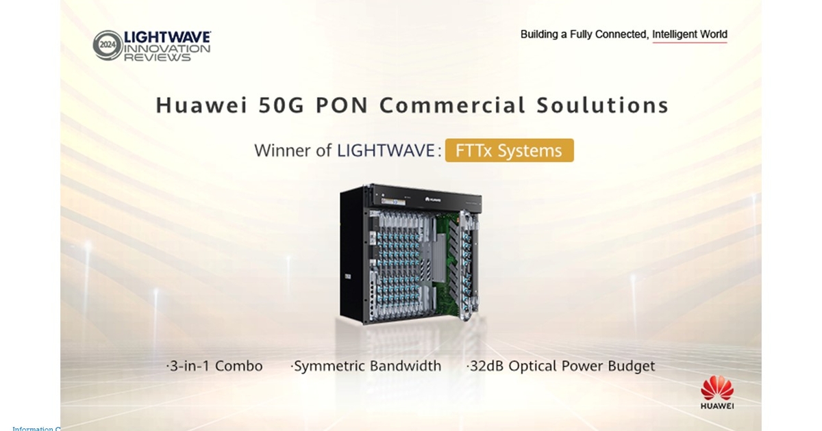 Huawei 50G PON Won a Major Innovation Award in Optical Communications