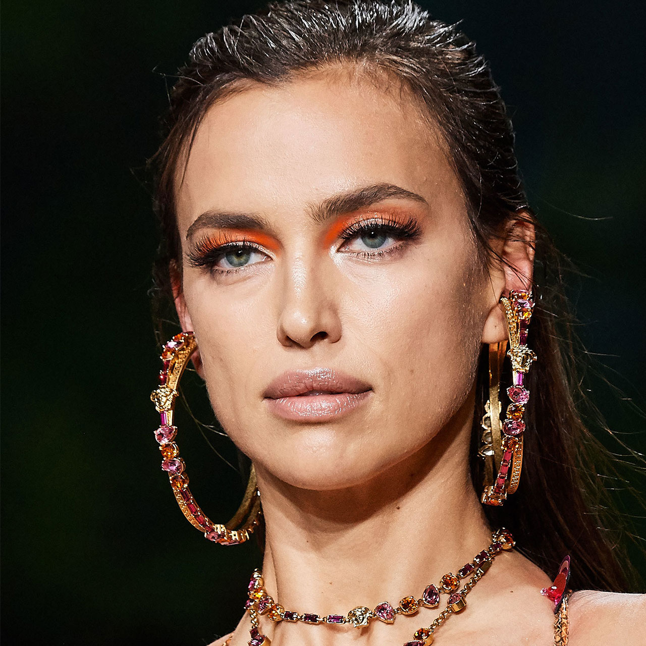 Irina Shayk Hits The Runway In A Chic Denim Maxi Skirt & Hooded Top During The Courrèges Paris Fashion Week Show