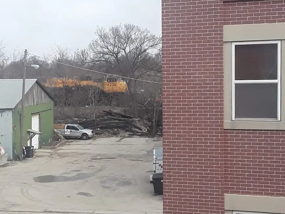 A photograph taken from Caitlin Hillyard's bedroom shows just how close idling trains sit near...