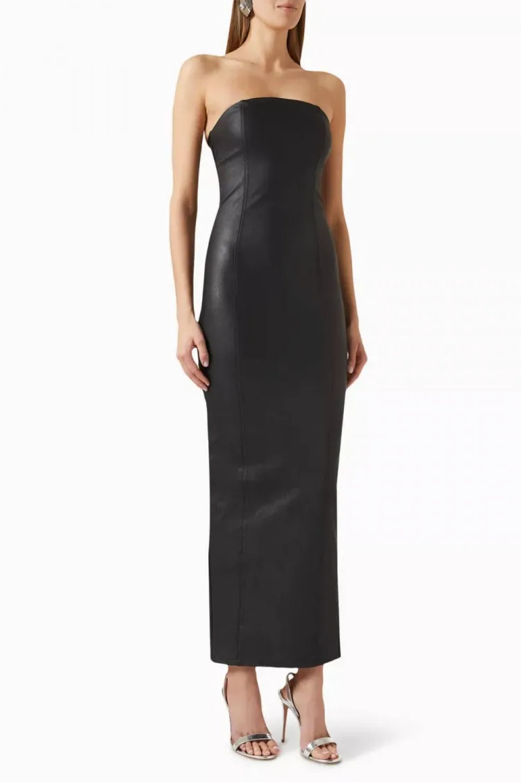 Tube maxi dress in faux leather, Good American