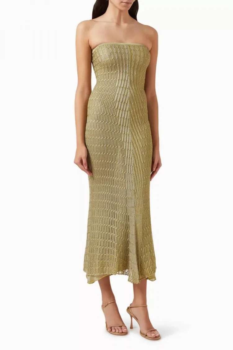 Honeycomb tube midi dress in rayon-knit, Isa Boulder