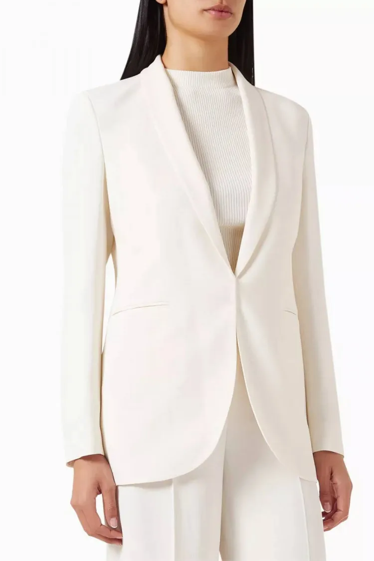 Belted blazer in crepe, Boss