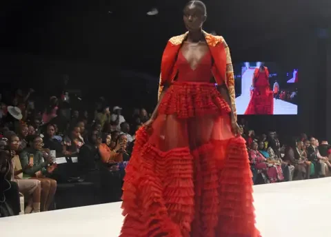 AFP A model on the catwalk during the Lagos Fashion Week in Lagos - 2022