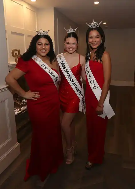 Layla Johnson, Emma Gibney and Ashley Clark enjoy the evening at the YWCA 21st Annual Red Dress Fashion Show held Thursday, February 29, 2024 at the Century House in Acushnet.