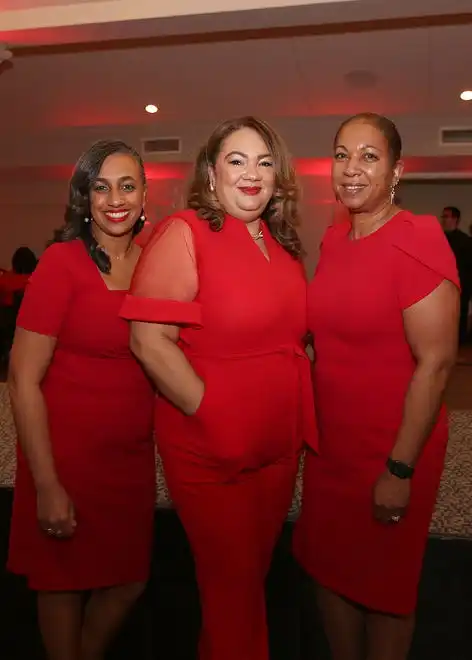 Eydie Soares-Matteos, Edna Soares-Swensan and Rose Soares Lopes enjoy the evening at the YWCA 21st Annual Red Dress Fashion Show held Thursday, February 29, 2024 at the Century House in Acushnet.