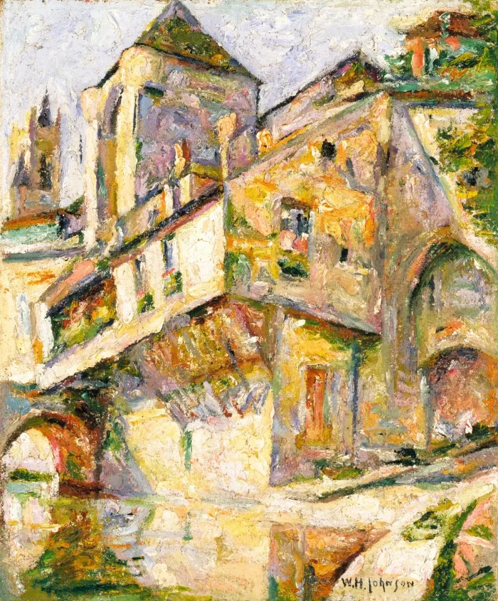 Painting in impressionist style of old hillside villa