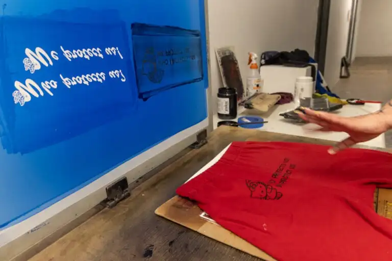 print copy on a piece of clothing at an art installation