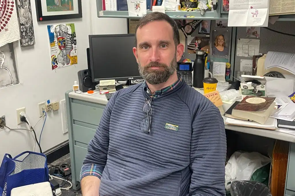 Michael Kalmbach sitting in his office