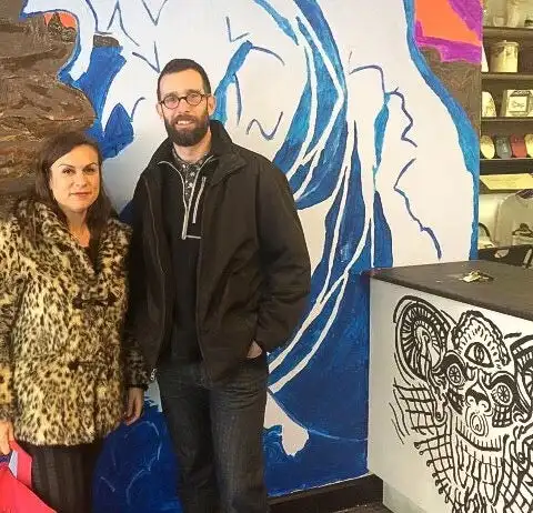 Leah Harris and Michael Kalmbach pose for a photo