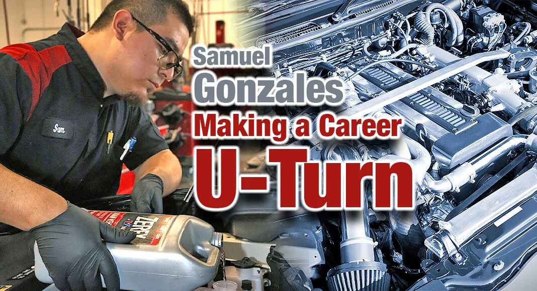 TSTC Automotive Technology alumnus Samuel Gonzales adds antifreeze to a 2024 Toyota Camry as part of his job at Toyota of Pharr. (Photo courtesy of TSTC.)