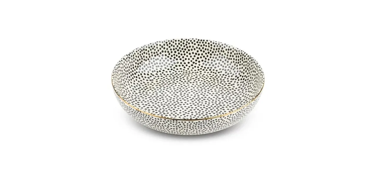 Thyme & Table Stoneware Serve Bowl, Dot on white background