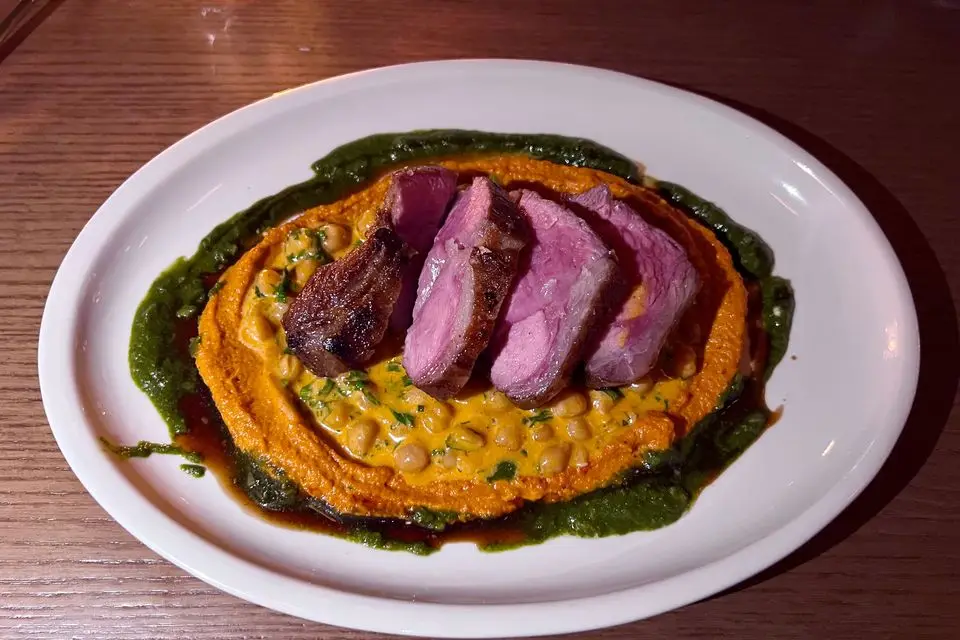 Peter Hannan’s lamb rump, chickpea, romesco, green sauce at Caladh in Greystones, Co Wicklow. Photo: Lucinda O'Sullivan