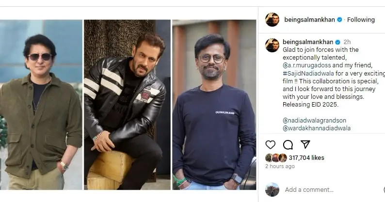 Salman Khan, Salman Khan new film, salman khan announced his next film, Salman Khan next film, Salman Khan eid 2025 film, Salman Khan eid film, Salman Khan eid, Salman Khan movie release on eid 2025, Aamir Khan, AR Murugadoss, Salman Khan AR Murugadoss film, Ghajini Director AR Murugadoss, Aamir Khan 2008 Film Ghajini, Salman Khan latest news, The Bull, Salman Khan Trending News, Kick 2, Salman Khan Kick 2, Bollywood News, Entertainment News In hindi