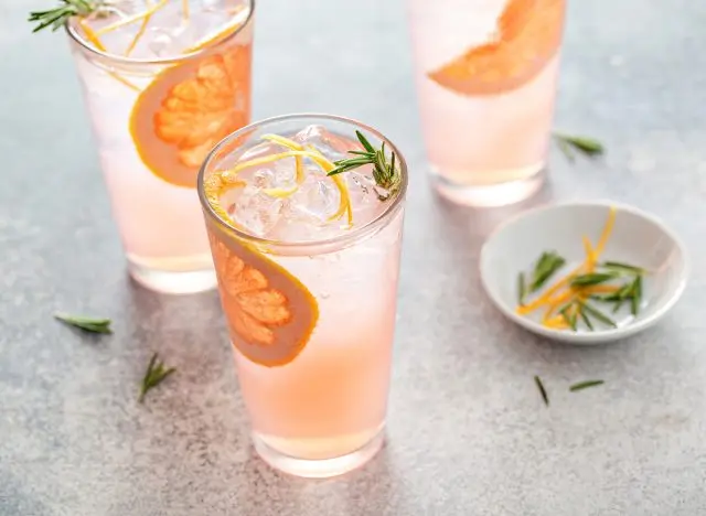 fruity pink orange mocktails in glasses