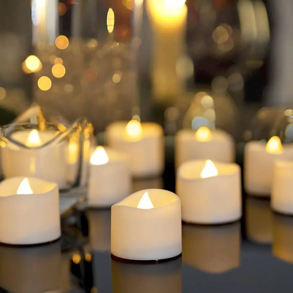 48-Pack Flickering Flameless Tea Lights Candles 48-Pack Flickering Flameless Tea Lights Candles