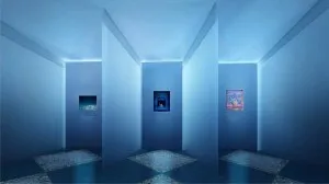 Rendering of one of the rooms of Tiffany Wonder, an immersive exhibit  at Tokyo Node April 12th-June 23.