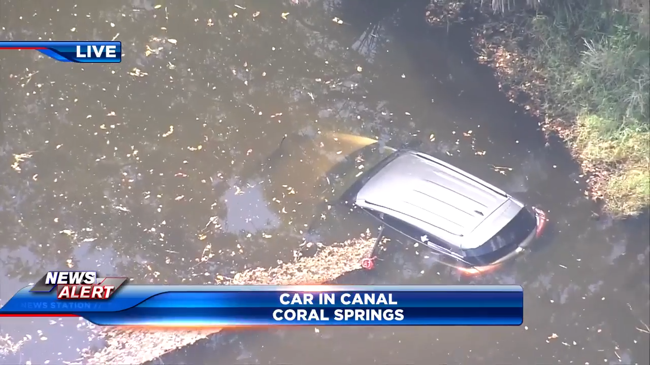 2 OK after driving car into canal in Coral Springs – WSVN 7News | Miami News, Weather, Sports