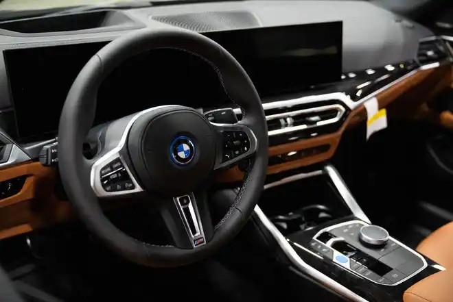 The interior of the 2024 BMW i4 ahead of the 2024 All Iowa Auto Show Thursday, March 14, 2024, at the Iowa Events Center.