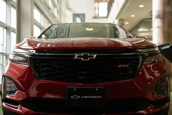 The 2024 Chevy Equinox sits outside the convention center doors as a part of the All Iowa Auto Show Thursday, March 14, 2024, at the Iowa Events Center.