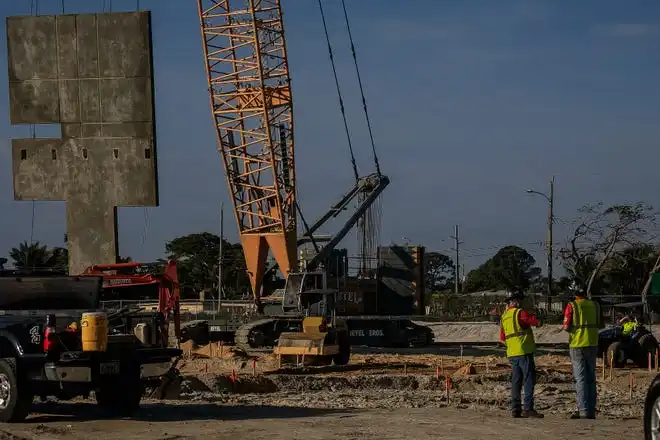 Tilt-wall construction continues on The Education Foundation of Palm Beach County's new Innovation Hub near Barton Elementary School on March 8, 2024, on the south-side of Lake Worth Beach, Fla. The new facility is planned to be open by December this year.