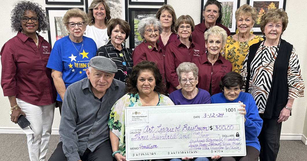 Pilot Club of Baytown Education Committee presents check to Art League “Rising Stars”