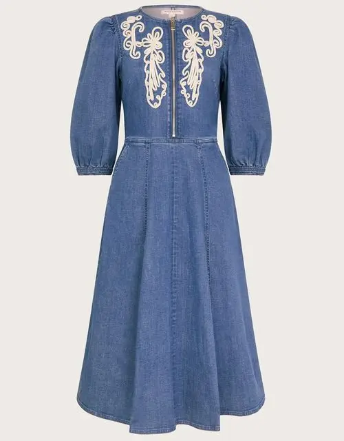 Kaia cornelli dress blue, £85, Monsoon