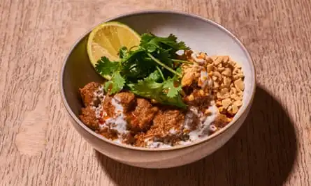 ‘It takes care and lengthy cooking to get the best out of shins’: beef shin and peanut curry.