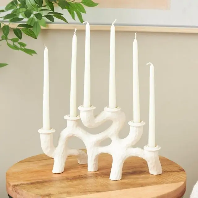 a white abstract candelabra