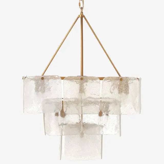 clouded glass and gold chandelier