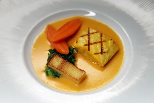 The ozonboron/sturgeon course at Maman Zari restaurant in Chicago's Albany Park neighborhood is seen on Wednesday, March 13, 2024. (Terrence Antonio James/Chicago Tribune)