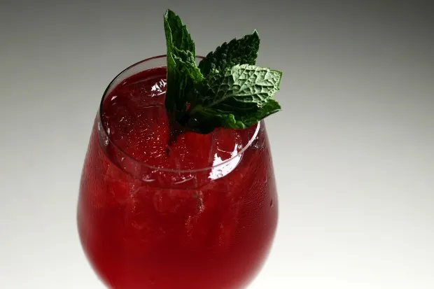 The Sparkling Saveh non-alcoholic drink at Maman Zari restaurant in Chicago's Albany Park neighborhood is seen on Wednesday, March 13, 2024. (Terrence Antonio James/Chicago Tribune)