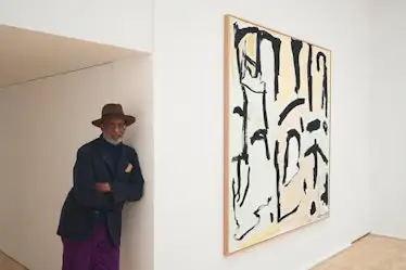 Claude Lawrence in his exhibition Reflections on Porgy & Bess, at Venus Over Manhattan, 39 Great Jon...