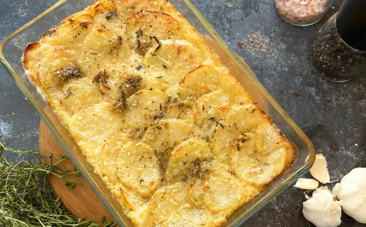 A vegan potato gratin made to a dairy-free recipe