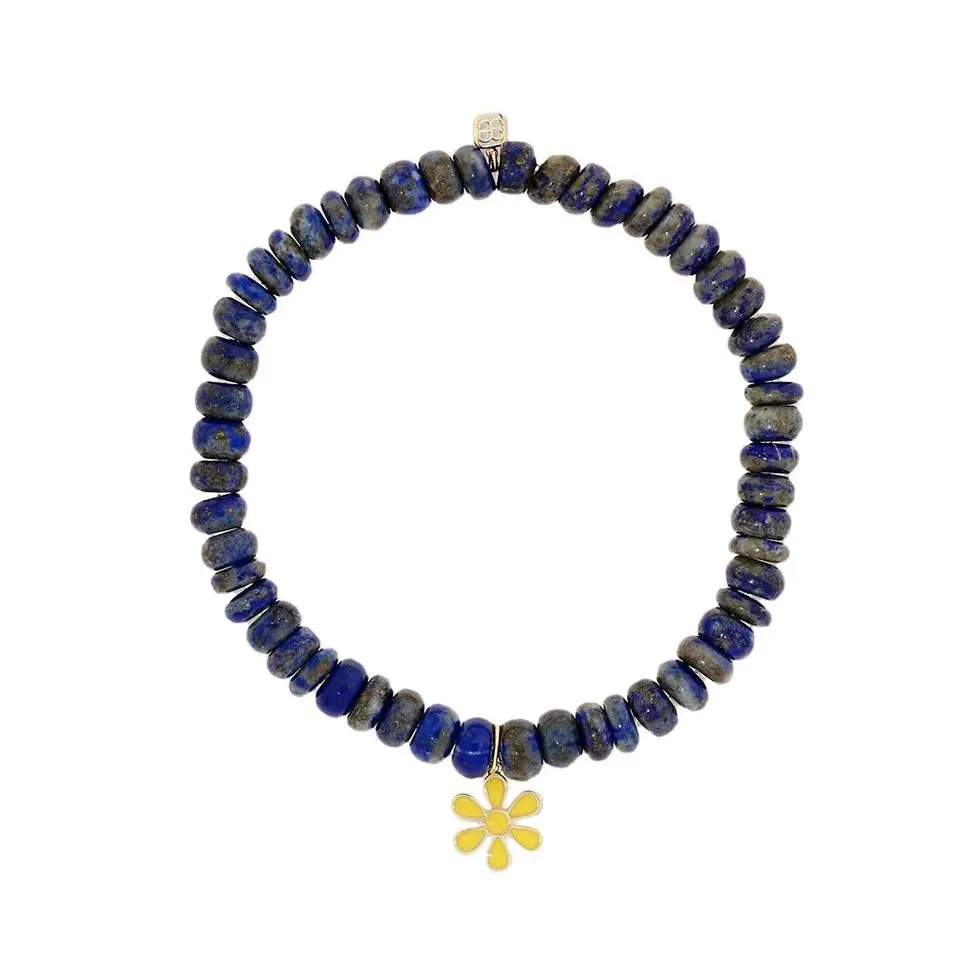 Flower 14-karat Gold, Lapis Lazuli, and Enamel bracelet