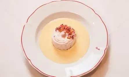 ‘A sweet summer cloud’: poached meringue.