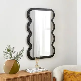 Ribbed Wavy Overmantel Wall Mirror