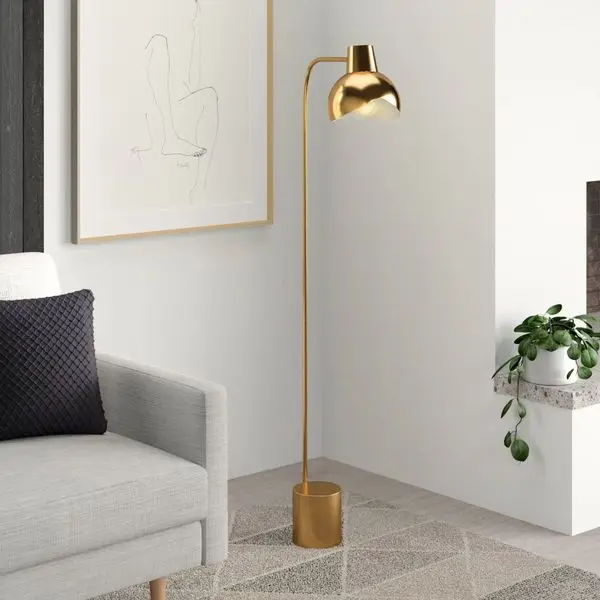 Wrought Studio Toomsboro 57.5'' Brass Gold Arched/Arc Floor Lamp