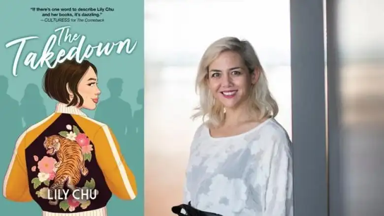 An illustrated book cover of an Asian woman wearing a tiger bomber jacket, next to an Asian woman with bleach blonde hair wearing a white shirt, smiling at camera.