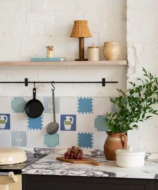 blue kitchen tiles