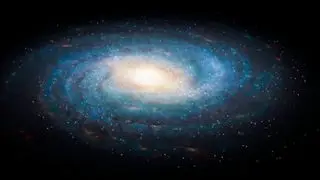 a white spiral of stars and gas in space