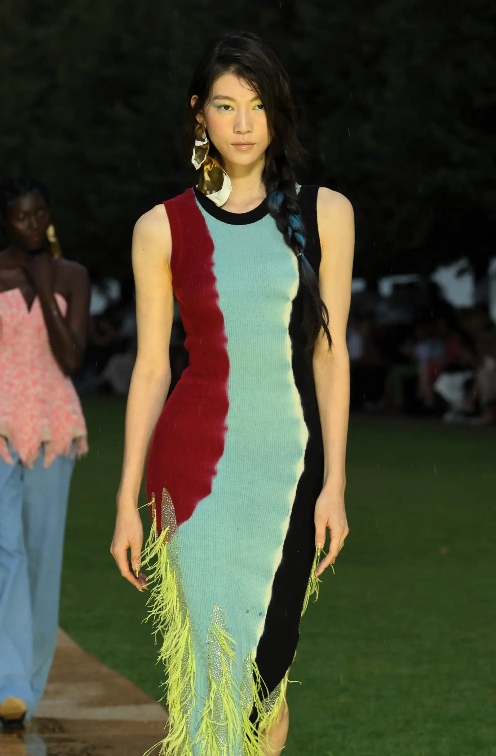 A model walks the runway at the Prabal Gurung fashion show