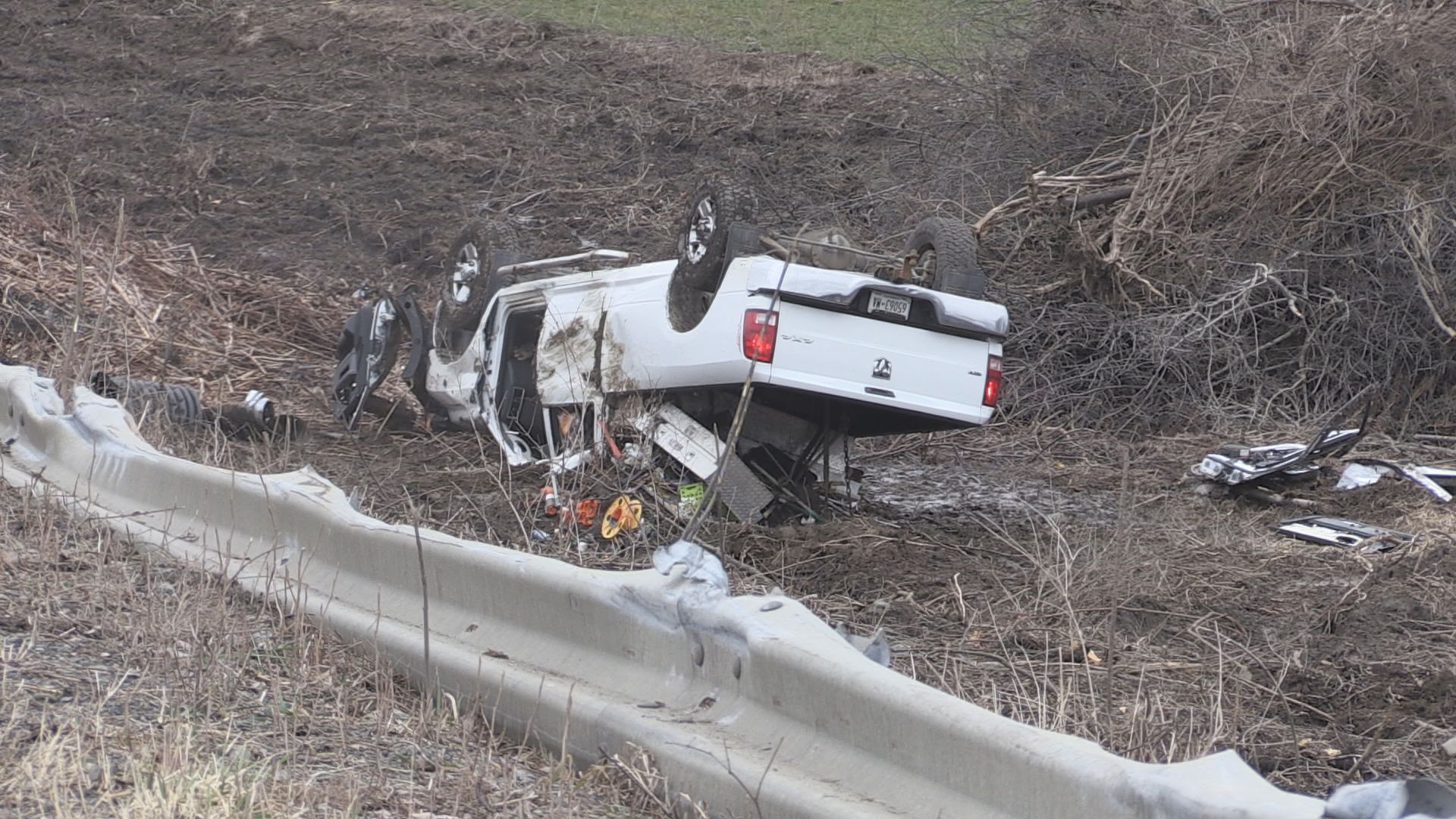 Car flips onto its roof in the Town of Tyrone Sunday afternoon