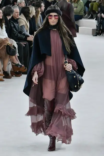 Jessica Miller walks the runway during the Chloe Ready to Wear Fall/Winter 2024-2025 fashion show. 