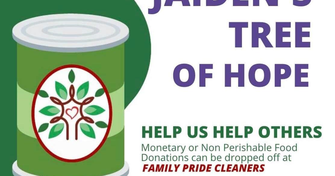 Jaiden’s Tree of Hope Food Drive Runs March 14 through April 18