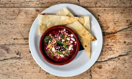 ‘A sweet-savoury Iranian dip’: beetroot borani.