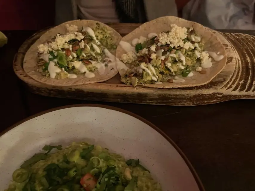 Chicken tacos at La Taqueria