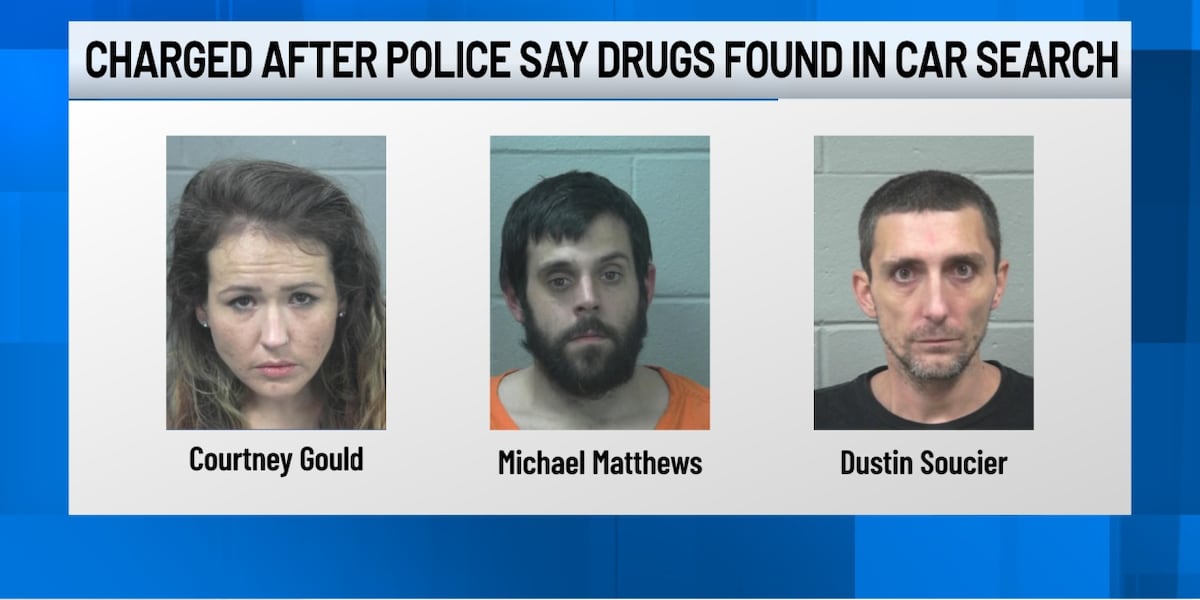 3 charged after drugs found in a car in Bangor