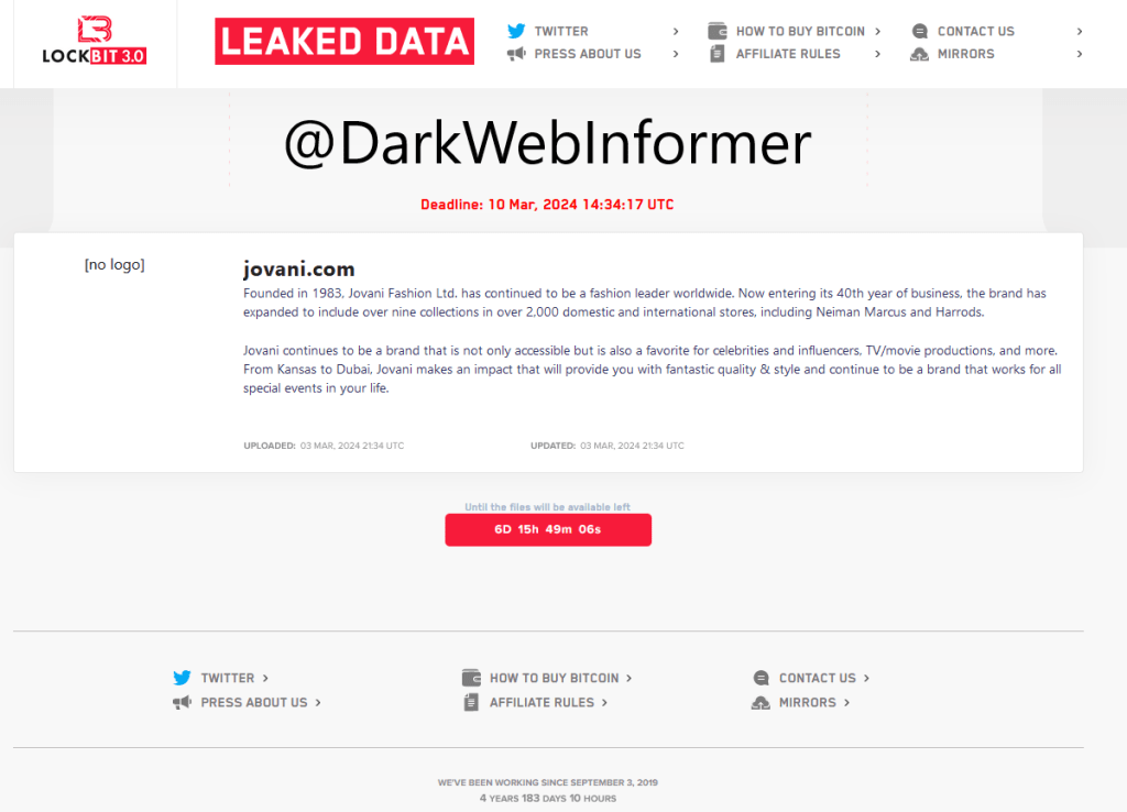 Cyberattack On Jovani Fashion: LockBit Takes Responsibility