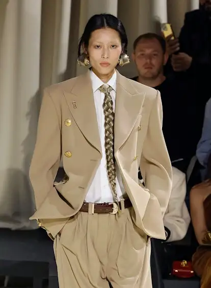 A model walks the runway during the Schiaparelli Womenswear Fall/Winter 2024-2025 show. 