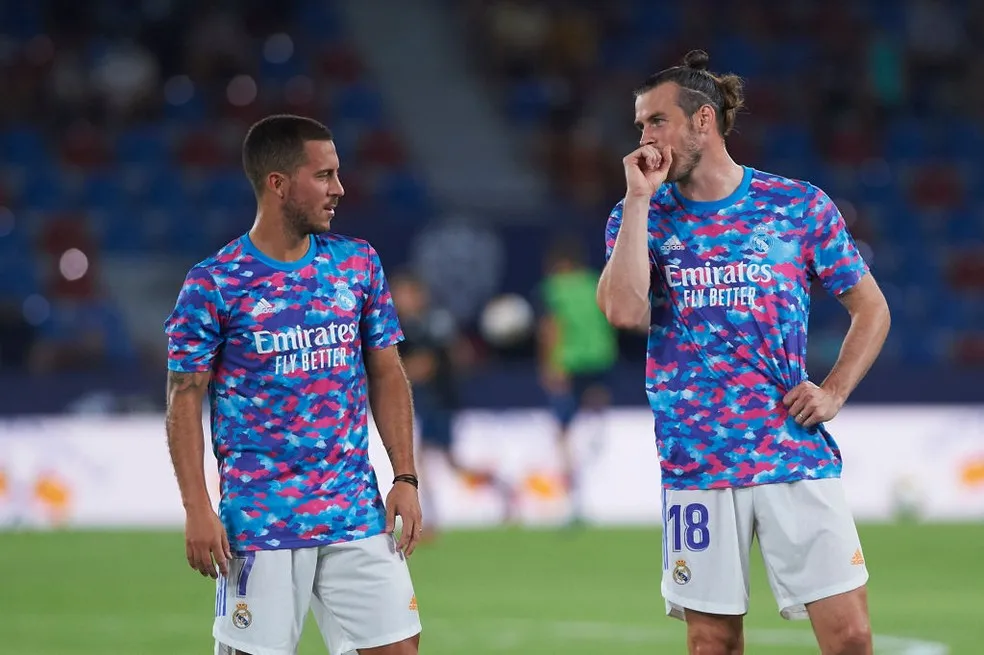 Atualmente aposentados, Hazard e Bale passaram por grande decadência no Real Madrid — Foto: Getty Images